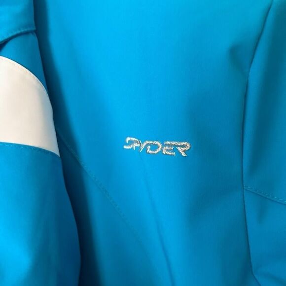 Spyder Colorblock Full Zip Amp Insulated Hooded Ski Jacket Blue White Size 6 - Picture 9 of 12